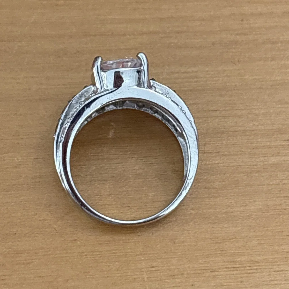 ROSS SIMONS Sterling Silver Bold Pear Cut Solitaire White and Chocolate CZ Sz 6